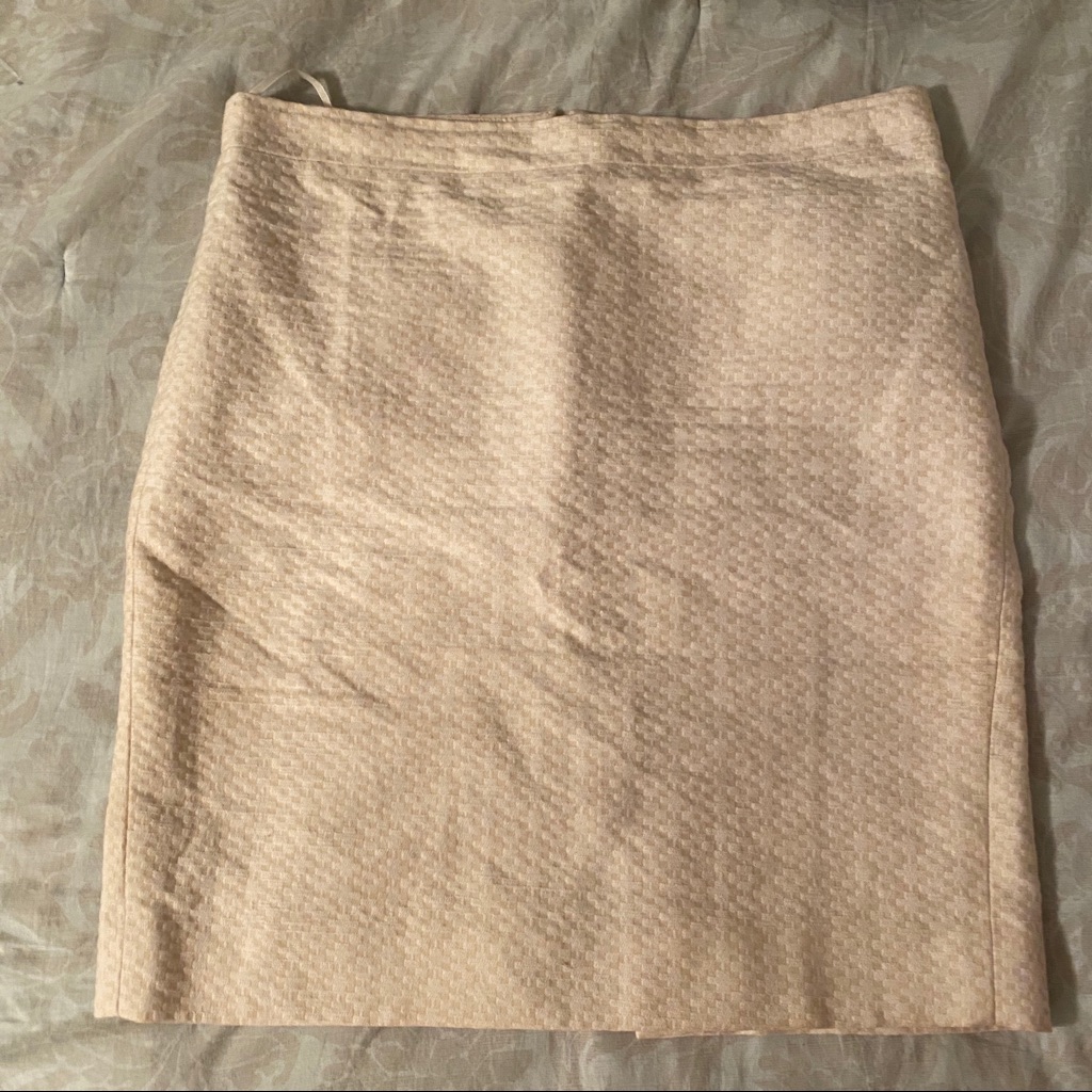 J. Crew Jacquard Cream Pencil Skirt Sz 12